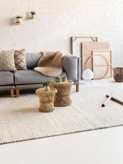 benuta Wollteppich Uno, rechteckig, Höhe: 5 mm, Wolle, handgewebt, Uni, Hygge & Cozy, Wohnzimmer