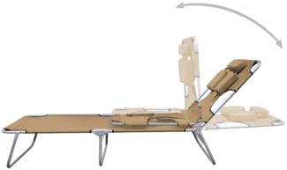 vidaXL Sonnenliege Klappbar Kopfkissen Verstellbare Rückenlehne Taupe 44296