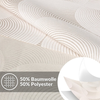 ANRO Tischdecke abwaschbar Tischtuch Baumwolle Polyester wasserabweisend (Einzelstück 1-tlg), Schmutzabweisend Geometrie Beige Rund 100cm