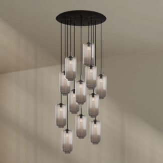 s.luce Velo Galerieleuchte 12-flammig Ø 80cm Baldachin Ø 18cm Klar, Schwarz