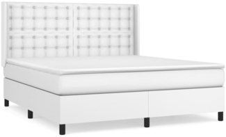 vidaXL Boxspringbett mit Matratze Weiß 180x200 cm Kunstleder 3132514