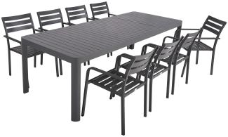 Alu Tischgruppe AMIRA Set 03 9-tlg Garten Sitzgruppe Outdoor Grau Metall Möbel