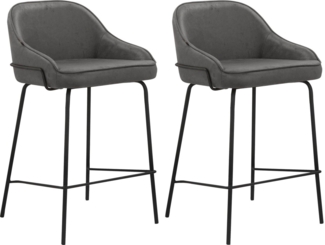loft24 Stuhl Amanda (Set, 2 St), Barhocker, Tresenstuhl, Thekenstuhl, Mikrofaserbezug, Metallgestell