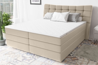 99rooms Leonhard Boxspringbett Kunstleder MADRYT Champagner 180x200 cm Bonell-Federung