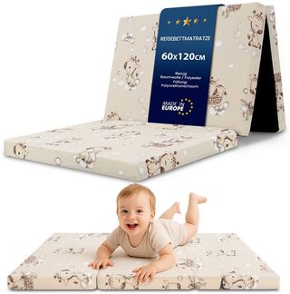 Klappmatratze Faltbare Reisebett Baby Matratze 60x120 cm - Faltmatratze für Kinder Gästematratze klappbar Babymatratze Bodenmatratze Schlafmatratze und Reisematratze 60x120 cm Giraffen