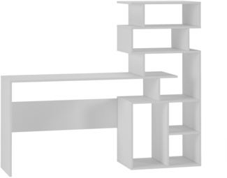 Dmora Schreibtisch Dabdelmale, Mehrzweckschreibtisch, Bürotisch für PC, Eckschreibtisch, 158x40h135 cm, Weiß