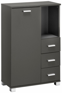 loft24 Midischrank Rhonda Badezimmer Schrank, MDF, Hochglanz Optik, 1 Tür, 3 Schubladen