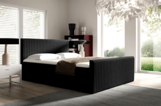 Boxspringbett Schlafzimmerbett ADRIEN 120x220cm in Stoff Fresh Schwarz