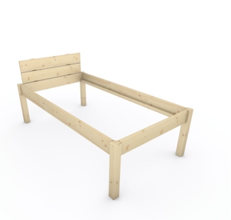 Pfostenbett "metallarm" Fichte Holzbett "Daybett" 100 x 190cm 58cm Einzelbett