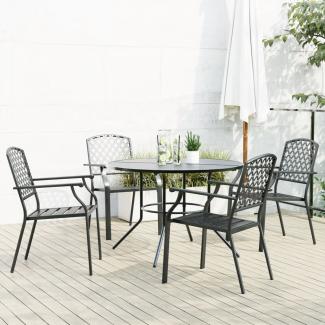 vidaXL Gartenstuhl-Set 5-tlg. Stapelbar Pulverbeschichteter Stahl 3283770