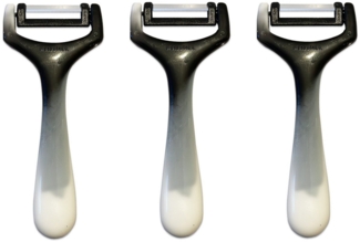 SMI Sparschäler Solingen Gemüseschäler Kartoffelschäler Sparschäler Universalschäler, (3-tlg, 3 tlg), scharfe Klinge, Schwarz-Weiß