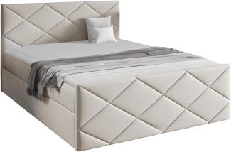 Mirjan24 Boxspringbett Alpiry, Beige, 140x200 cm, Webstoff