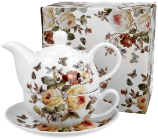 DUO FLORAL Tasse mit Teekanne ZAHRA New Bone China Porzellan