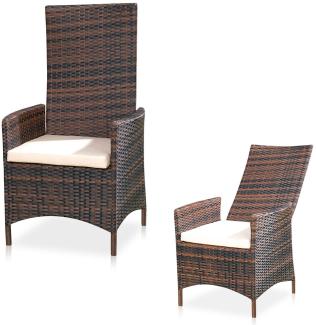 Verstellbarer Garten Relaxsessel Braun Polyrattan Gartenmöbel Balkon Sitzmöbel