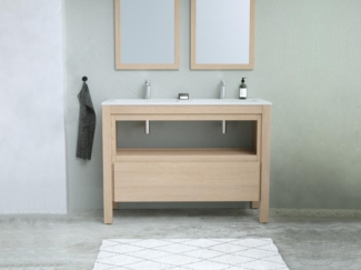 Vente-unique - Waschbeckenunterschrank mit Einbauwaschbecken - 120 cm - Eichenholzfurnier - COSMOTI