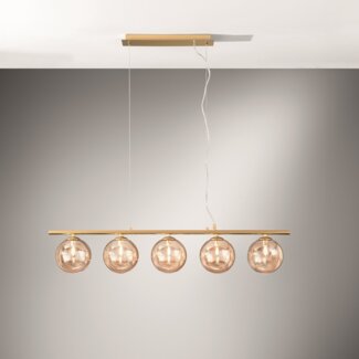 Luce Design Neptun 9120-SQ5 GO Pendelleuchte 5-flammig messingfarben champagner