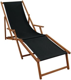 Liegestuhl schwarz Sonnenliege Fußteil Gartenliege Holz Deckchair Strandstuhl Gartenmöbel 10-305 F