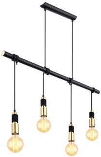 Hängeleuchte, 4-Flammig, messing, schwarz, H 120 cm