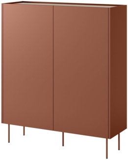Lomadox Highboard DELFT-141, in rot und Eiche, 120 cm breit, versteckte Schubladen