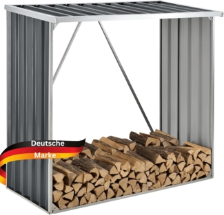 DELUKE® Kaminholzregal Außen FALK - 156x80x152cm Stahl Holzunterstand für Brennholz außen Metall Unterstand für Kaminholz Brennholzregal Feuerholzregal Anthrazit