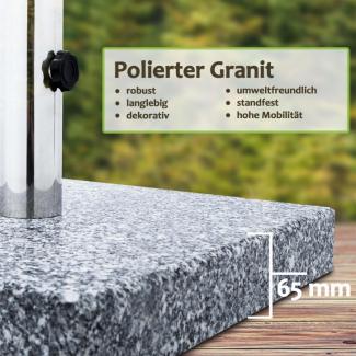 anaterra® Sonnenschirmständer - Granit, 25 kg, Quadratisch, mit Rollen und Griff, Edelstahl - Schirmständer, Sonnenschirmsockel, Ständer für Sonnenschirm, Balkon, Terasse, Garten, Outdoor