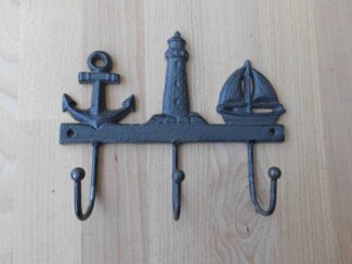 Deko-Impression Wandhaken Hakenleiste Wandgarderobe Maritim 3er Anker Schiff Leuchtturm Eisen, (1-St)