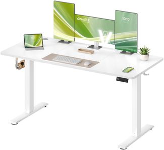 VASAGLE Höhenverstellbarer Schreibtisch, Stehtisch, Computertisch, Erinnerung bei langem Sitzen, Memory-Funktion mit 4 Höhen, für Büro, 140x60 cm, wolkenweiß LSD314WZ03