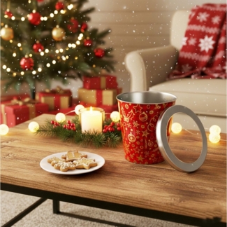 Macosa Home Keksdose Gebäckdose XL Metall Rot Weiß od. Wichtel, (Blechdose Plätzchenaufbewahrung, Plätzchen Vorratsdose Weihnachten), 23 cm rund Keksdose Aufbewahrungsdose