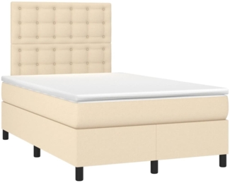 vidaXL Boxspringbett mit Matratze Creme 120x190 cm Stoff 3269914