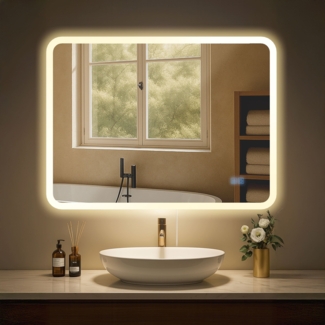 CLP Badspiegel Jericho Anti-Beschlag LED-Beleuchtung dimmbar 3 Licht-Modi,60x80 cm