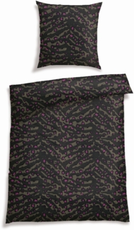 Schiesser Bettwäscheset Roan - Baumwollsatin - 2-teilig - 135 x 200 cm - Schwarz-Oliv