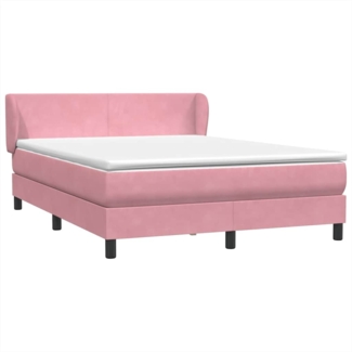 vidaXL Boxspringbett mit Matratze Rosa 140x210 cm Samt 3317360