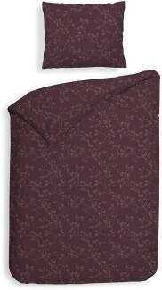 Heckett & Lane Flanell Bettwäsche 135x200 Alloro Blackberry Wine Miniblätter