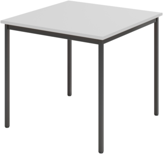 bümö Tisch klein, Multifunktionstisch, 80x80 cm in Grau/Schwarz - Beistelltisch, Bistrotisch, Esstisch, Pausentisch, Mehrzwecktisch Tischsystem für Warteraum, Pausenraum & Co, VS08-5-D