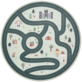 benuta Kinderteppich Linus, rund, Höhe: 5 mm, Kinderteppich, Teppich Kinderzimmer waschbar, Spielteppich