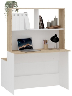 FMD Möbel Raumteilerregal in weiß-Eiche Dekor - 110,5x155,5x91,5cm (BxHxT)