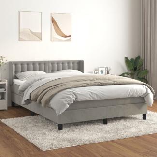vidaXL Boxspringbett mit Matratze Hellgrau 140x190 cm Samt 3131195