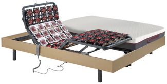 Relaxbett elektrisch - Matratzen mit Memory Schaum - ATRIDE von DREAMEA - mit OKIN-Motor - Holzfarben natürlich - 2 x 90 x 200 cm