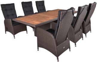 Garden Pleasure Tischgruppe BRAGA weidengrau Set 7tlg. Gartenmöbel Sitzgruppe