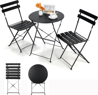 3tlg. Balkonmöbel Set, Klappstuhl Klapptisch, Bistro
