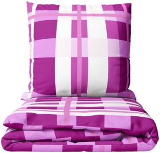 Leonado Vicenti Bettwäsche Biber in 135x200 cm, Biber, 2 teilig, warme Winterbettwäsche, schlichtes Karo design