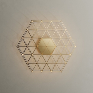 s.luce Atom eckige LED Effekt Wand- & Deckenleuchte Gold Ø 60cm