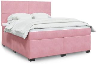 vidaXL Boxspringbett mit Matratze Rosa 180x200 cm Samt 3293277