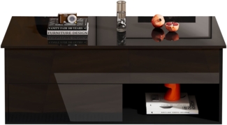 Couchtisch 100x50x55–70,5 cm, Hochglanz-Front mit Lift-Top und 16‑Farben-LED, Schwarz