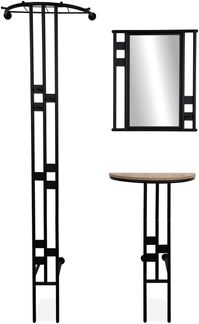 Kompaktgarderobe >Corby< (3-teilig) in schwarz / Dekor Artisan Eiche - 55x185x28,5 (BxHxT)