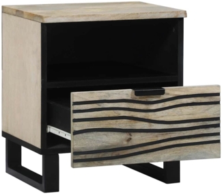 vidaXL Nachttisch Weiß und Schwarz 40 x 33 x 46 cm massives Mangoholz 4017978