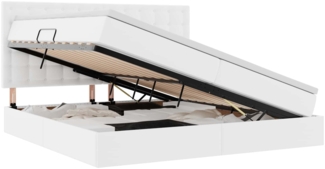 vidaXL Bett mit LED-Lichtleisten Reinweiß 200 x 200 cm PVC 3372318