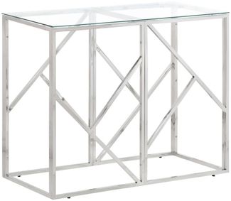 vidaXL Konsolentisch Silbern Edelstahl und Hartglas 349985