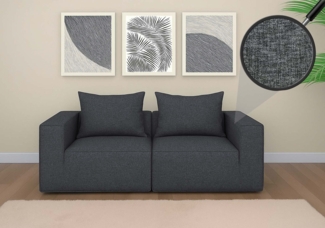 2er-Sofa/Zubehör für Sofa HWC-O54, Couch 2-Sitzer Loungesofa, modular Stoff/Textil (300g/m²) 63x194x97cm ~ dunkelgrau
