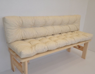 Rattani Bankauflage Kissen / Polster für Gartenbank / Bankkissen 150 cm beige